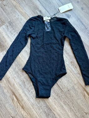 Gucci GG Black Long-Sleeve Jacquard Bodysuit
